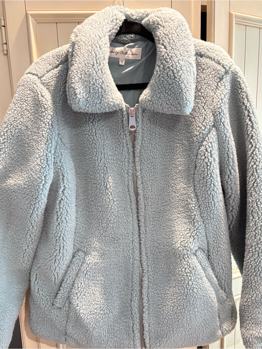 Sebby Collection Green/Blue Faux Sherpa Zip-Up Teddy Jacket